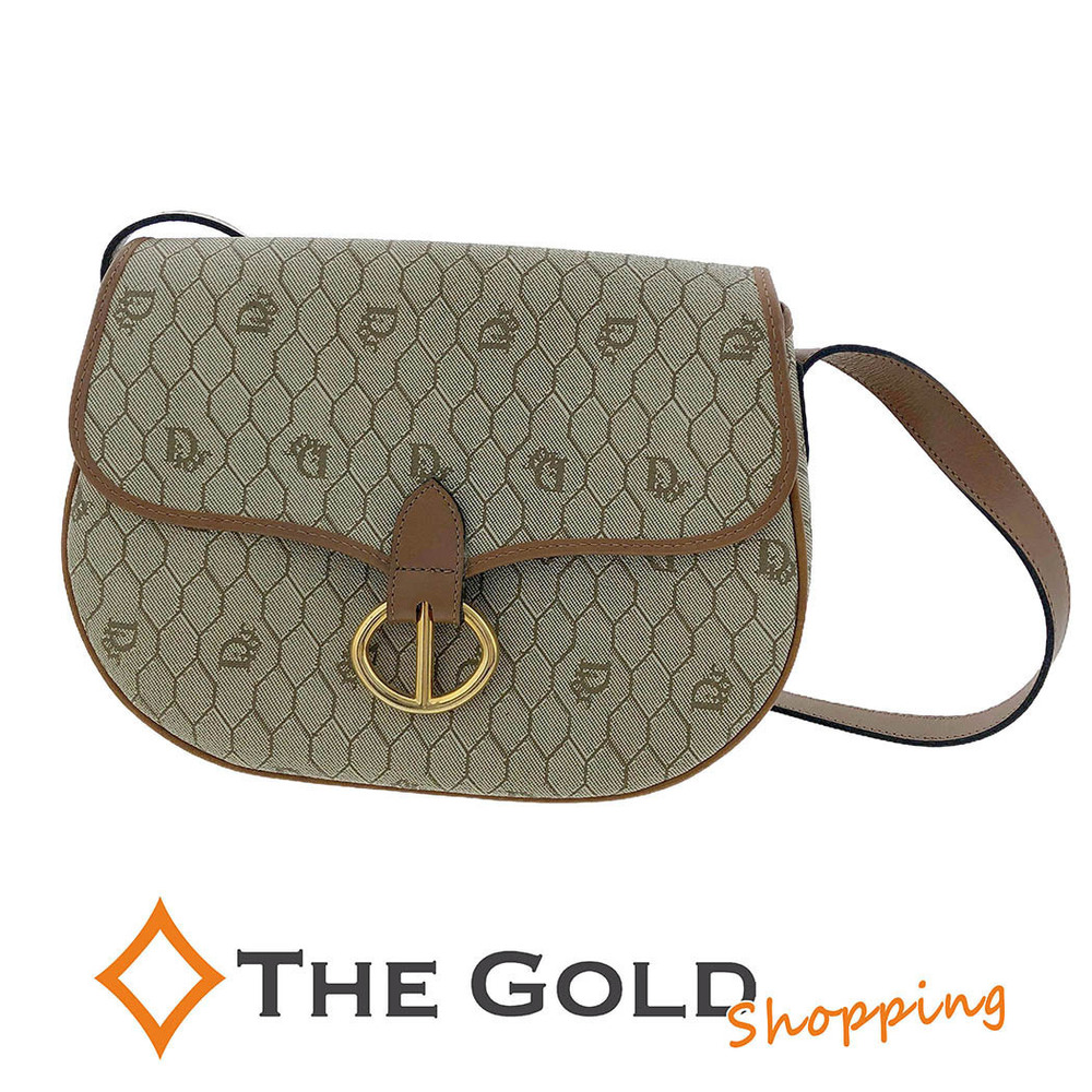 Christian Dior Honeycomb Shoulder Bag Leather Beige